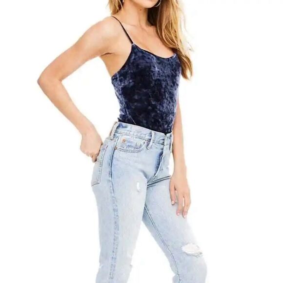 ASTR the Label Sapphire Blue Velvet Anette Bodysuit Women's Size Small 51121 - Picture 3 of 14